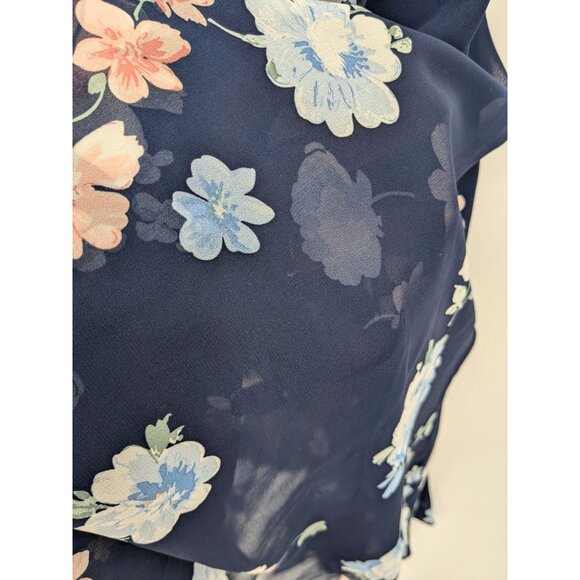 Premier Amour Floral Ruffle Midi Dress Size 12 Asymmetrical Hem Cottage Wedding - Picture 11 of 13